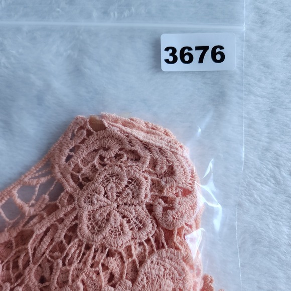 Lace Crop Top Mesh Womens Medium Cotton Peach Fairy Y2K Style Festival Boho Top - Picture 12 of 12